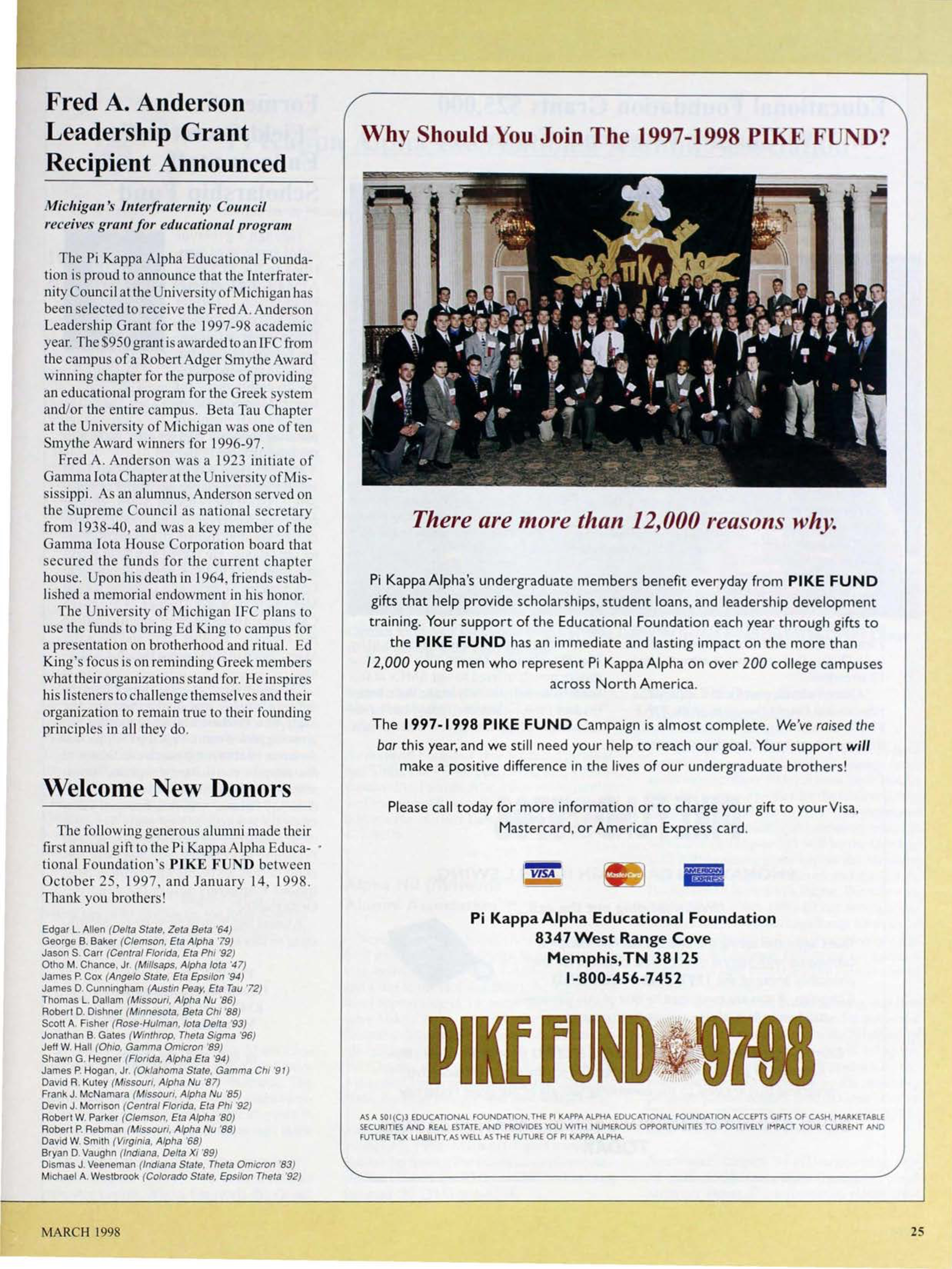 Why Should You Join The 1997-1998 Pike Fund?